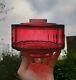 Victorian Cranberry Facet Cut Glass Oil Lamp Font