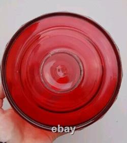 Victorian Cranberry Facet Cut Glass Oil Lamp Font