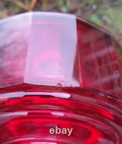 Victorian Cranberry Facet Cut Glass Oil Lamp Font