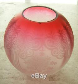 Victorian Cranberry Glass Globe Oil Lamp Shade