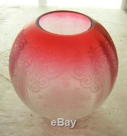 Victorian Cranberry Glass Globe Oil Lamp Shade