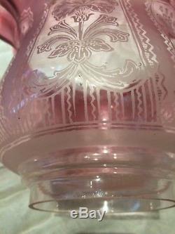 Victorian Cranberry Glass Oil Lamp Shade