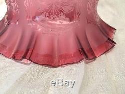 Victorian Cranberry Glass Oil Lamp Shade