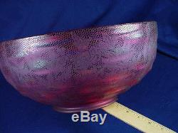 Victorian Cranberry Lace Poinsetta Acid Ech 14 Bullseye Oil Lamp Library Shade