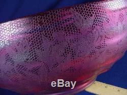 Victorian Cranberry Lace Poinsetta Acid Ech 14 Bullseye Oil Lamp Library Shade