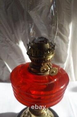 Victorian Cranberry Oil Lamp