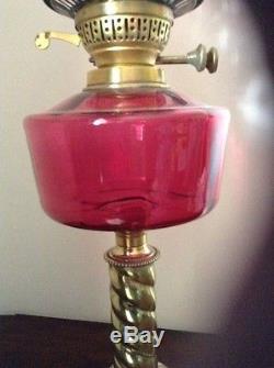 Victorian Cranberry Oil Lamp and shade