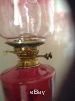 Victorian Cranberry Oil Lamp and shade