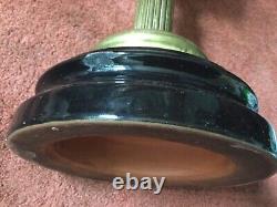 Victorian Cranberry Opaline Glass & Brass Column Art Nouveau Oil Lamp