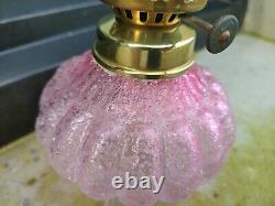 Victorian Cranberry Overshot Miniature Cabinet Cranberry Oil Lamp- Damaged