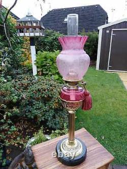 Victorian Cranberry oil Lamp outstanding