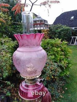 Victorian Cranberry oil Lamp outstanding