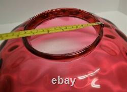 Victorian Cranberry or Ruby Red Bullseye Thumbprint Oil Lamp Shade 1880s 13.75