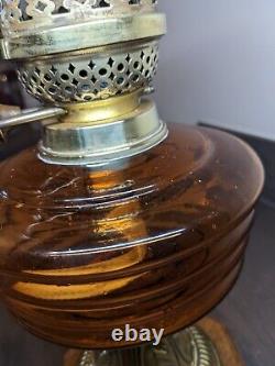 Victorian Duplex British Made Amber Cut Glass Oil