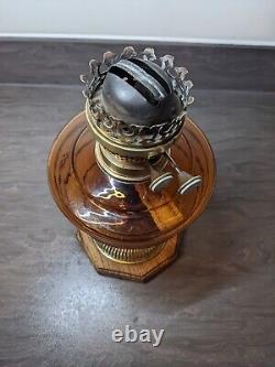 Victorian Duplex British Made Amber Cut Glass Oil