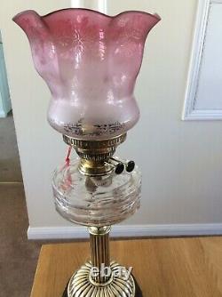 Victorian Duplex oil lamp and Cranberry Shade