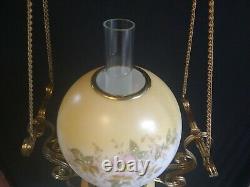 Victorian Edward Miller Hanging Library Gone With The Wind Oil Lamp E. M. & Co