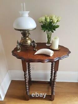 Victorian/Edwardian Twin Burner Brass Oil Lamp with Griffin Legs Milk Glass Shade