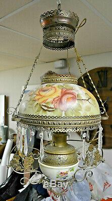 Victorian Electrified Hanging Oil Lamp