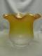 Victorian Fully Etched Yellow Glass Tulip Oil Lamp Shade 4 Fitter