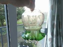 Victorian Glass Etched Lamp Shade Green Jct25 M5