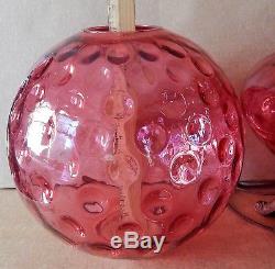 Victorian Gone With The Wind Electric Oil Lamp Cranberry Red Coin Spot Glass