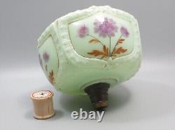 Victorian Hand Painted Pale Green Moulded Opaline Glass Oil Lamp Font/Fount