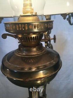 Victorian Hanging Oil Lamp Chandelier Converted to Electric