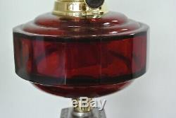 Victorian Harrods cranberry glass cast iron Aesthetic movement oil lamp 1883 TRS