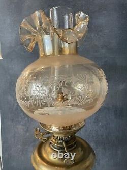 Victorian Hinks Antique Oil Lamp English 26 Corinthian Column Wired to Electric