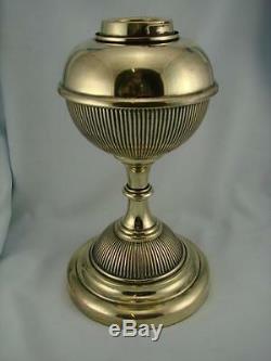 Victorian Hinks Brass Oil Lamp Base & Font, Fine Ribbed Decoration, Bayonet Fit