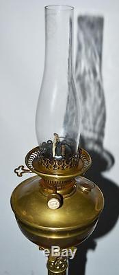 Victorian Hinks Corinthian Column Etched Glass Shade Oil Lamp PL2819