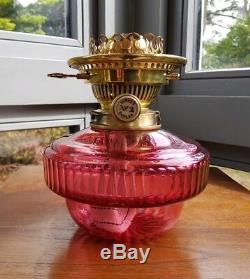 Victorian Hinks Cut Glass Cranberry Ruby Oil Lamp Font Drop in 4.75 to 6.25