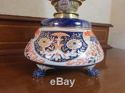 Victorian Hinks Duplex Oil Lamp With Blue Shade Imari By Taylor Tunnicliffe