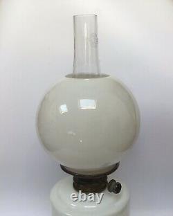 Victorian Hinks Milk Glass Oil Lamp Hinks Duplex Burner, Hinks Font No. 1823