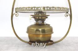 Victorian Hinks No2 Duplex Burner Hanging Oil Lamp Used Vintage Opaline Shade