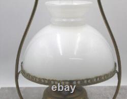 Victorian Hinks No2 Duplex Burner Hanging Oil Lamp Used Vintage Opaline Shade