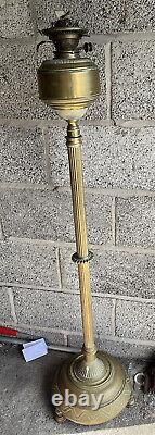 Victorian Hinks of London Brass extending floor standing Oil Lamp Burner