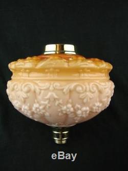 Victorian Large Moulded Peach / Orange Glass Oil Lamp Font, Art Nouveau Design
