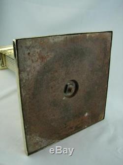 Victorian Lge Brass Oil Lamp Base, Square Based Mask Decoration To Square Column