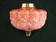 Victorian Lge Moulded Deep Peach / Pink Glass Oil Lamp Font, Art Nouveau Design
