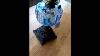 Victorian Light Blue Glass Oil Burning Lamp With Iron Base