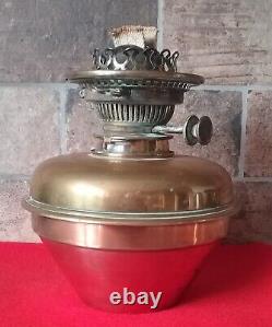 Victorian Messenger's Oil Lamp Brass and Copper Font + Hink's No2 Lever Burner