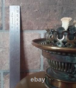 Victorian Messenger's Oil Lamp Brass and Copper Font + Hink's No2 Lever Burner