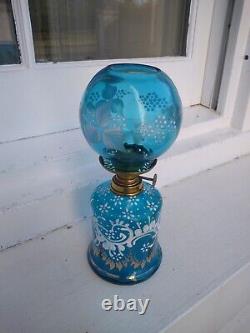 Victorian Miniature Oil Lamp Blue