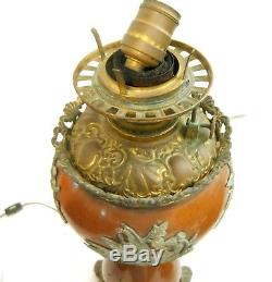 Victorian Mixed Metals Banquet Oil Lamp Base Converted For Restoration or Parts