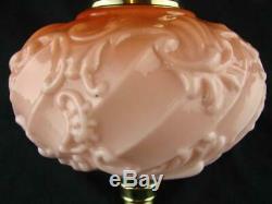 Victorian Moulded Graduated Peach Glass Oil Lamp Font, Art Nouveau Decoration