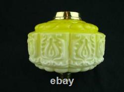 Victorian Moulded Graduated Yellow Glass Oil Lamp Font, Art Nouveau Design