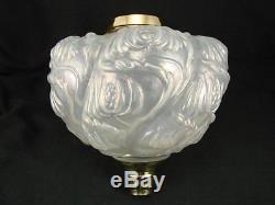 Victorian Moulded Wrythen Opalescent Glass Oil Lamp Font Art Nouveau Decoration