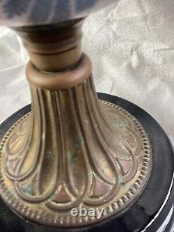 Victorian OIL LAMP MILK GLASS RESERVOIR brass & porcelain base
